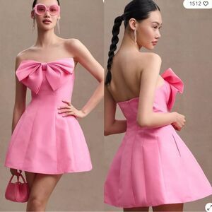 Mac Duggal Strapless A-Line Bow Mini Dress